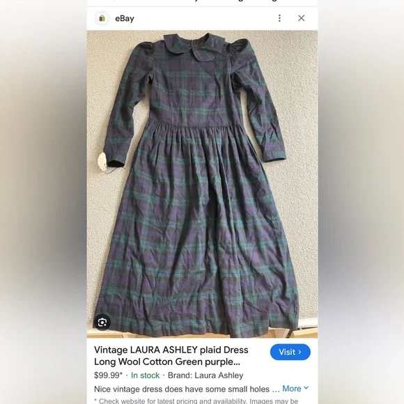 Beautiful Vintage Laura Ashley Girls Dress (Size 7-8) Peter Pan/Sailor Collar - Picture 14 of 14